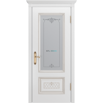 Дверь BP-Doors Аккорд В3 ДО1 Белая эмаль с патиной Золото