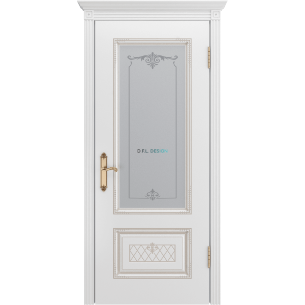 Дверь BP-Doors Аккорд В3 ДО1 Белая эмаль с патиной Золото