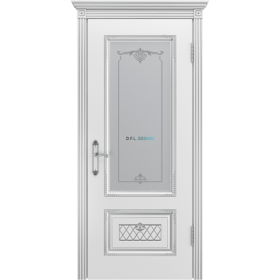 Дверь BP-Doors Аккорд В3 ДО1 Белая эмаль с патиной Серебро