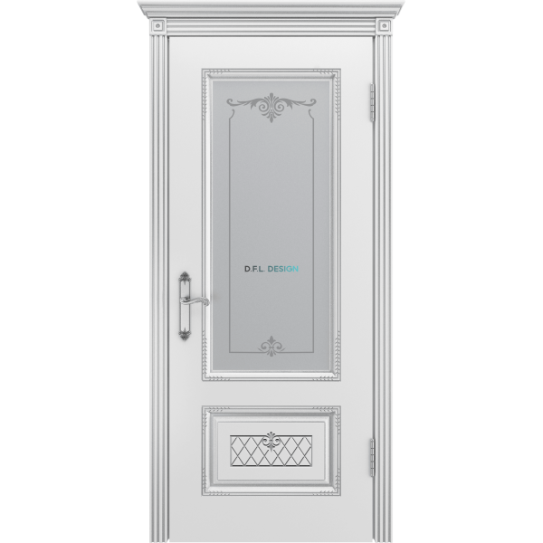 Дверь BP-Doors Аккорд В3 ДО1 Белая эмаль с патиной Серебро