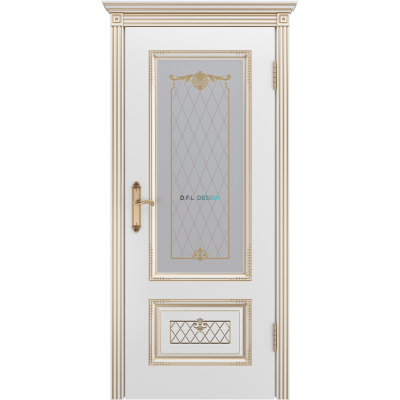 Дверь BP-Doors Аккорд В3 ДО2 Белая эмаль с патиной Золото
