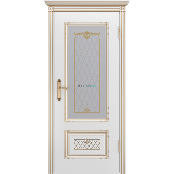 Дверь BP-Doors Аккорд В3 ДО2 Белая эмаль с патиной Золото