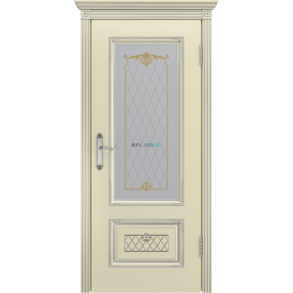 Дверь BP-Doors Аккорд В3 ДО2 Слоновая кость с патиной Серебро