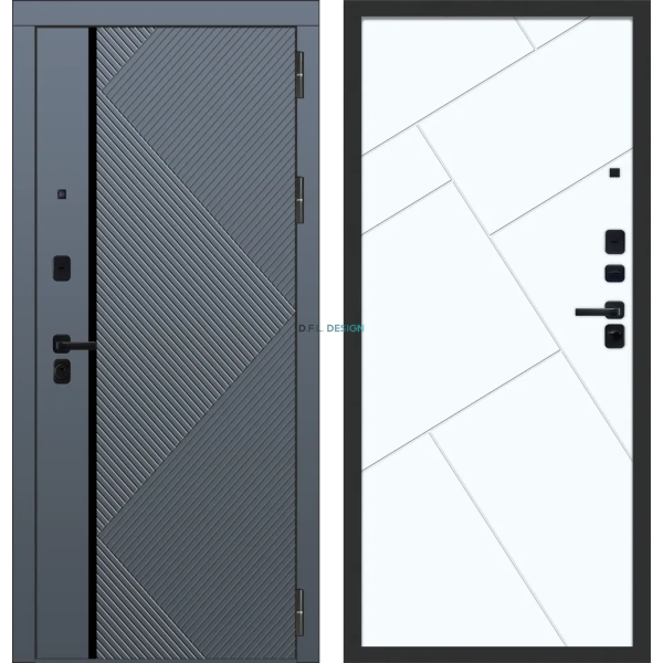 Входная дверь ЮРКАС M104 ФЛП-37 Velluto Oscure AG 710 - с фрезеровкой Velluto Bianco AG 700