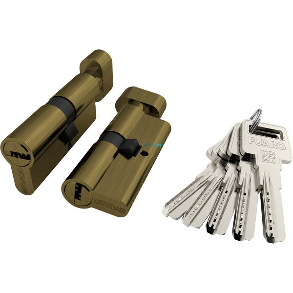 Цилиндровый механизм Fuaro с вертушкой R602/60 mm (25+10+25) AB бронза 5 кл.