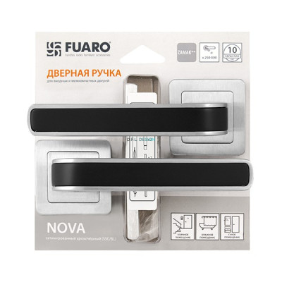 Ручка раздельная Fuaro NOVA XM/HD SSC/BL-16 сатин хром/черный