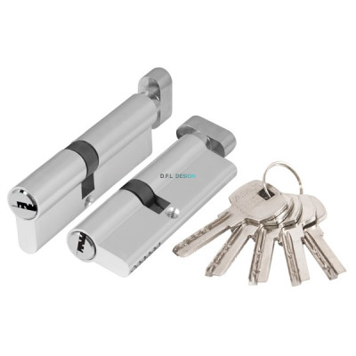 Цилиндровый механизм Ajax с вертушкой AX202/100 mm (45+10+45) CP хром 5 кл.