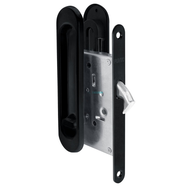 Защелка с ручками для раздвижных дверей PUNTO Soft LINE SL-011 BL-24 черный