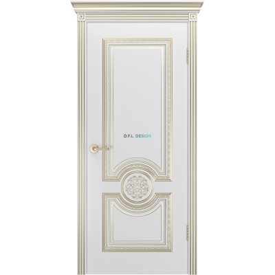 Дверь BP-Doors Гамма Корона B1 ДГ Белая эмаль с патиной Золото