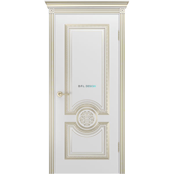 Дверь BP-Doors Гамма Корона B1 ДГ Белая эмаль с патиной Золото