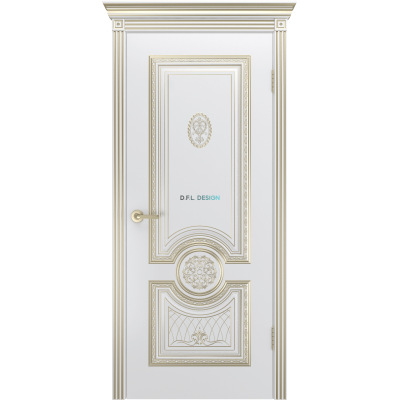 Дверь BP-Doors Гамма Корона B3 ДГ Белая эмаль с патиной Золото
