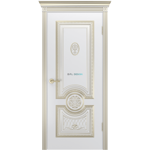 Дверь BP-Doors Гамма Корона B3 ДГ Белая эмаль с патиной Золото