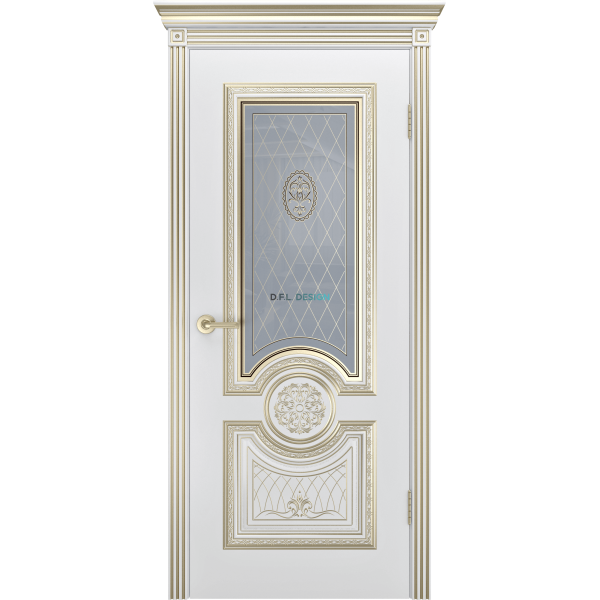 Дверь BP-Doors Гамма Корона B1 ДО2 Белая эмаль с патиной Золото