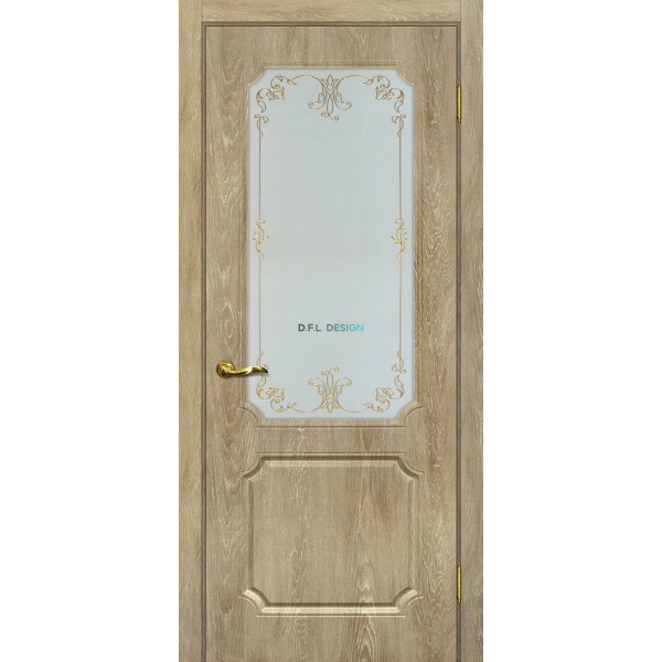 Дверь Мариам Сиена-4 Дуб Песочный со стеклом Золото купить