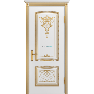 Дверь BP-Doors Симфония 2 В3 ДГ Белая эмаль с патиной Золото