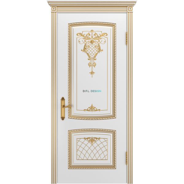 Дверь BP-Doors Симфония 2 В3 ДГ Белая эмаль с патиной Золото