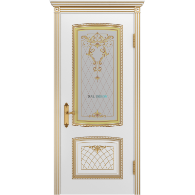 Дверь BP-Doors Симфония 2 В3 ДО2 Белая эмаль с патиной Золото