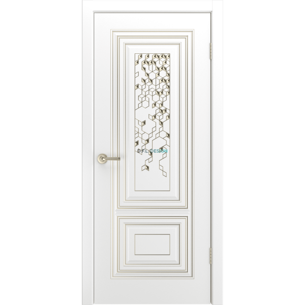Дверь BP-Doors Фави В1 ДГ Белая эмаль с патиной Золото