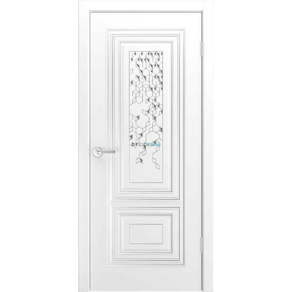 Дверь BP-Doors Фави В1 ДГ Белая эмаль с патиной Серебро