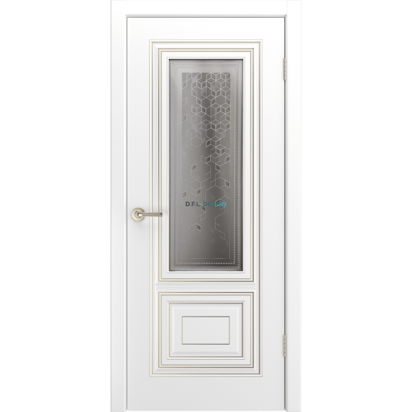 Дверь BP-Doors Фави В1 ДО Белая эмаль с патиной Белое золото